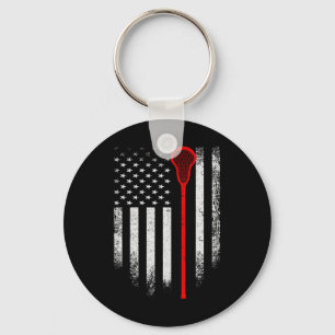 Chaveiro Vintage Usa Taco de Lacrosse Envelhecido Bandeira