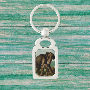 Chaveiro Vintage, vaca elefante com seu bebê