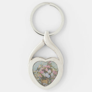 Chaveiro Vintage Van Gogh Vase com Rosas Rosa