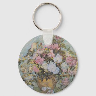 Chaveiro Vintage Van Gogh Vase com Rosas Rosa