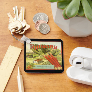 Chaveiro Vintage Vegetal Pode Rotular Arte, Fazenda Rhubarb