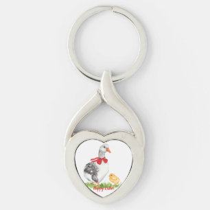 Chaveiro Vintage Watercolor Goose & Pintinho
