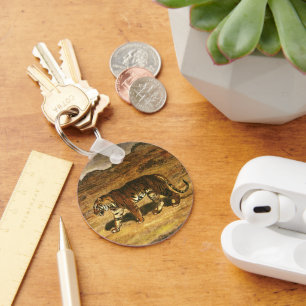 Chaveiro Vintage Wild Animal, Bengala Tiger Roaming Plains