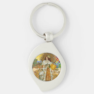 Chaveiro Vintage Woman Ouro Sun: Leo Zodiac Collage Art