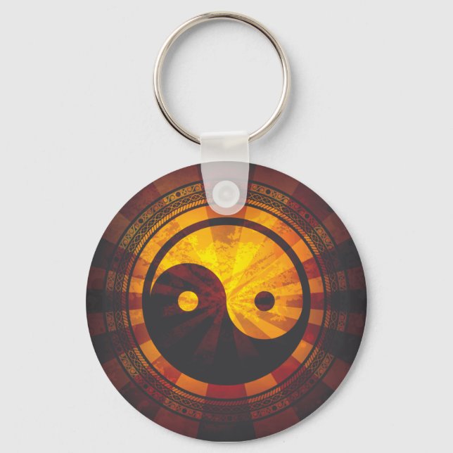 Chaveiro Vintage Yin Yang - Símbolo Impressão (Frente)