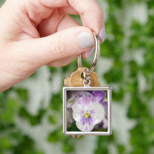 Chaveiro Violas roxas e brancas de Shirley Taylor
