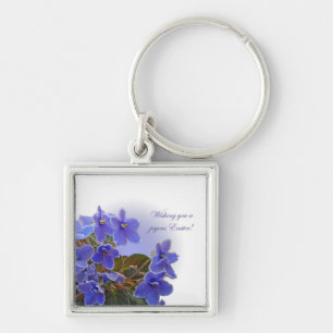 Chaveiro Violetas africanas azuis páscoas