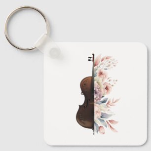 Chaveiro Violino com flores.