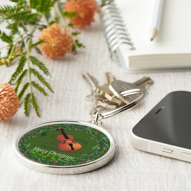 Chaveiro Violino de Natal, design festiva (Lateral)