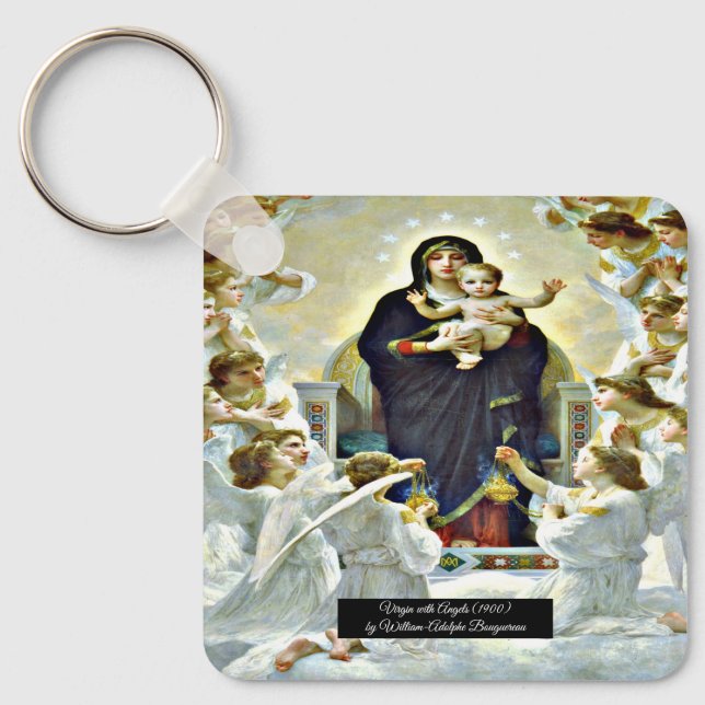 Chaveiro Virgem com Anjos Bouguereau  (Frente)