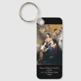 Chaveiro Virgem e Criança com Santo