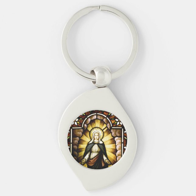 Chaveiro Virgem Maria abençoada com um halo de estrelas (Frente)