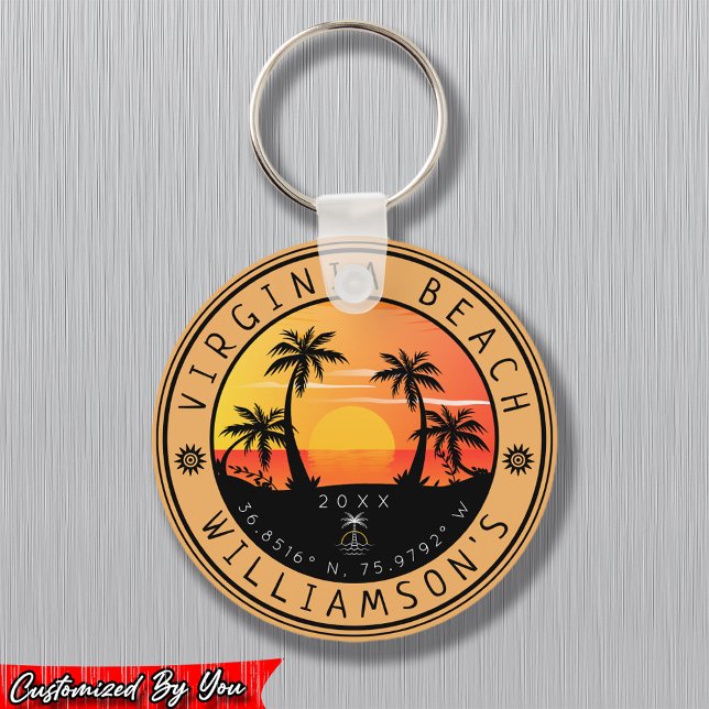 Chaveiro Virginia Beach USA Retro Sunset Souvenirs 60s (Criador carregado)