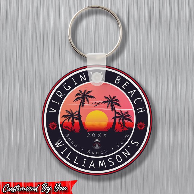 Chaveiro Virginia Beach USA Retro Sunset Souvenirs 80s (Criador carregado)