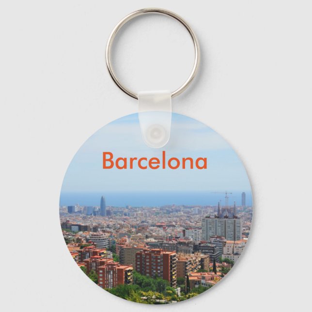 Chaveiro Vista aérea de Barcelona, Espanha (Frente)