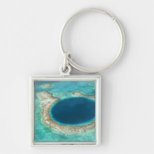 Chaveiro Vista aérea de Blue Hole, barco a vela ancorado