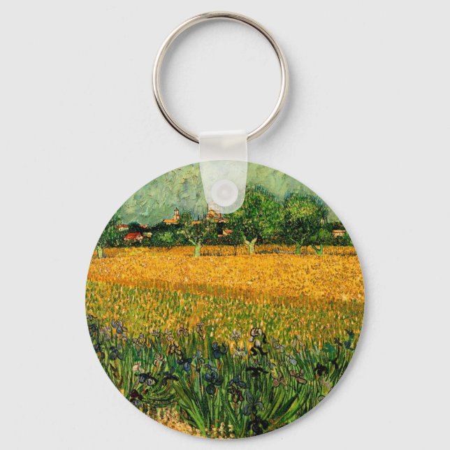 Chaveiro Vista de Arles com Íris por Vincent van Gogh (Frente)