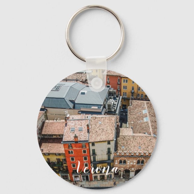 Chaveiro Vista de cima de fachadas coloridas de edifícios (Frente)