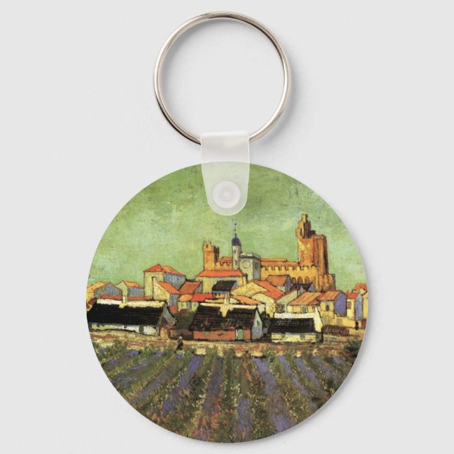 Chaveiro Vista de Saintes Maries por Vincent van Gogh (Frente)