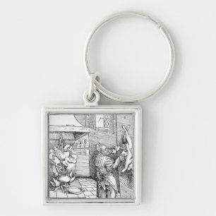 Chaveiro Vista de uma cozinha do século XVI com cozinheiro