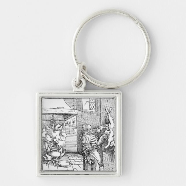 Chaveiro Vista de uma cozinha do século XVI com cozinheiro (Frente)