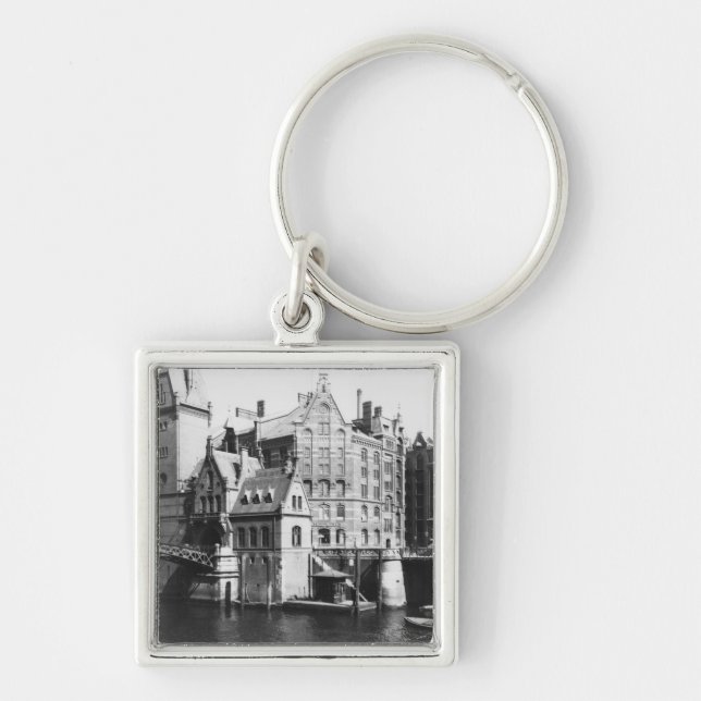 Chaveiro Vista do Speicherstadt Hamburgo, c.1910 (Frente)