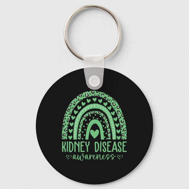 Chaveiro Visto Consciência da Doença Renal Verde Mês Leopar (Frente)