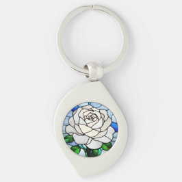 Chaveiro Vitraça com Rosa Branca