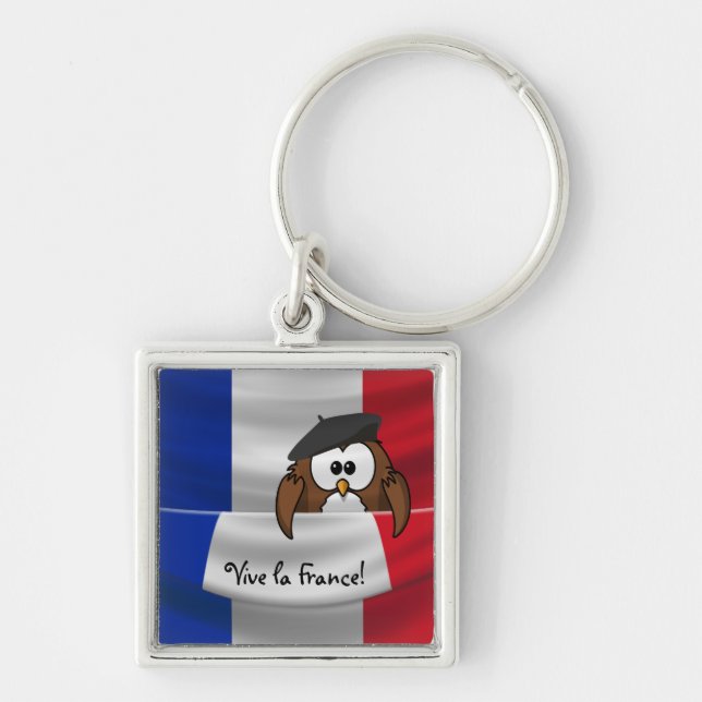Chaveiro Vive la France coruja (Frente)