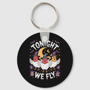 Chaveiro Voamos Hoje à Noite Bruxa de Halloween Frango Engr