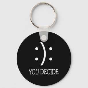 Chaveiro Você Decide - Rosto Feliz Ou Triste - Preto - Uni
