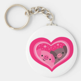 Chaveiro Você E Eu (Porcos De Cartoon Bonitos)