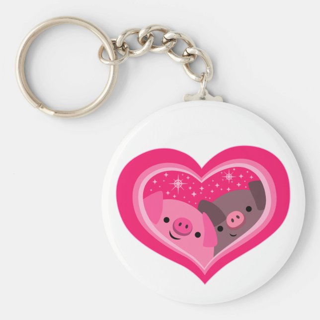 Chaveiro Você E Eu (Porcos De Cartoon Bonitos) (Frente)