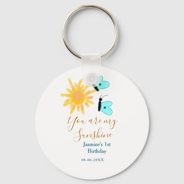 Chaveiro Você é minha borboleta azul-alaranjada (Frente)