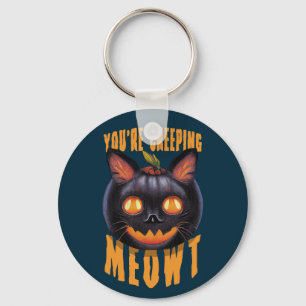 Chaveiro Você está assustando Meowt   Gato Preto Halloween