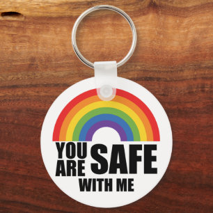 Chaveiro Você Está Seguro Comigo LGBTQ Rainbow Prie