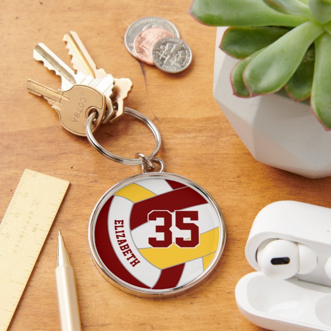 Chaveiro vôlei de ouro de nome de jogador personalizado (Mesa)