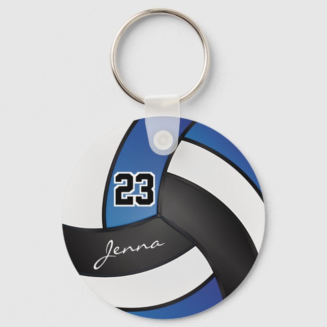Chaveiro Voleibol Azul, Branco e Negro - Personalizar (Frente)