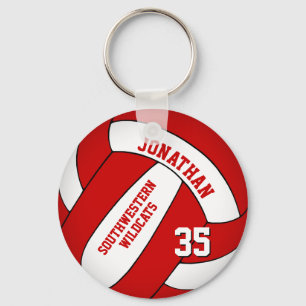 Chaveiro voleibol branco vermelho personalizado para rapaze
