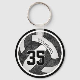 Chaveiro voleibol com branco preto colorido número meninas