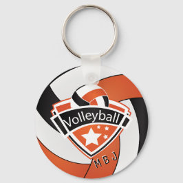 Chaveiro Voleibol - Monograma - Laranja, Branco e Preto