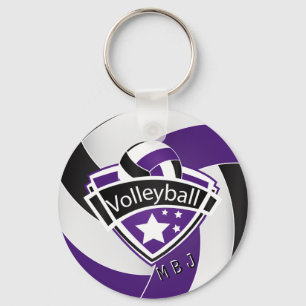 Chaveiro Voleibol - Monograma - Roxo, Branco e Preto