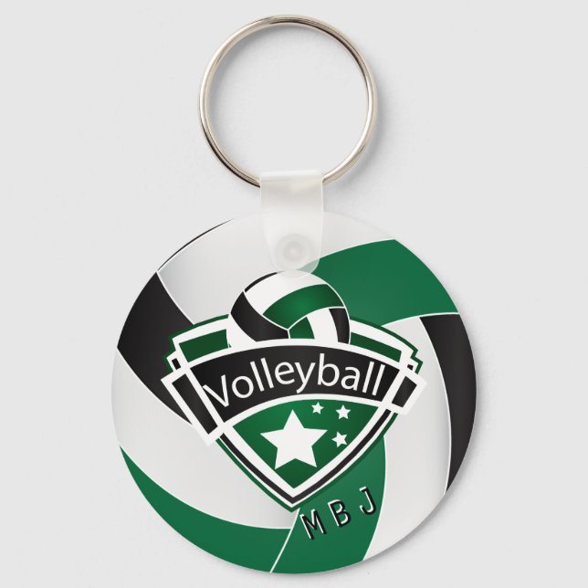 Chaveiro Voleibol - Monograma - Verde, Branco e Preto (Frente)