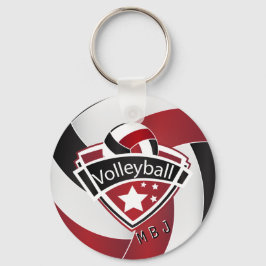 Chaveiro Voleibol - Monograma - Vermelho Escuro, Branco e P