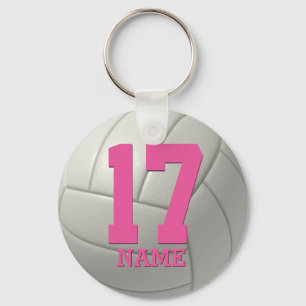 Chaveiro Voleibol Personalizado (nome e número cor-de-rosa)