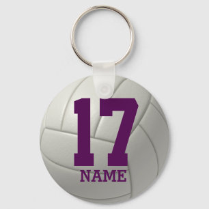 Chaveiro Voleibol personalizado (nome & número roxos)