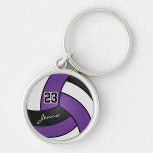 Chaveiro Voleibol Roxo, Branco e Negro - Personalizar