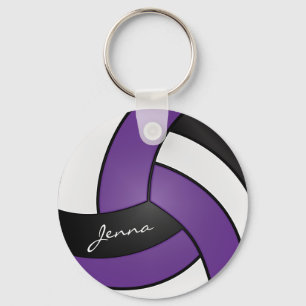 Chaveiro Voleibol roxo, branco e preto