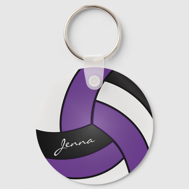 Chaveiro Voleibol roxo, branco e preto (Frente)