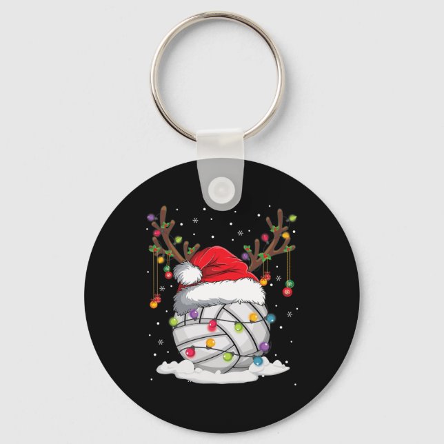 Chaveiro Voleibol Santa Hat Reindee de Natal Diversão (Frente)